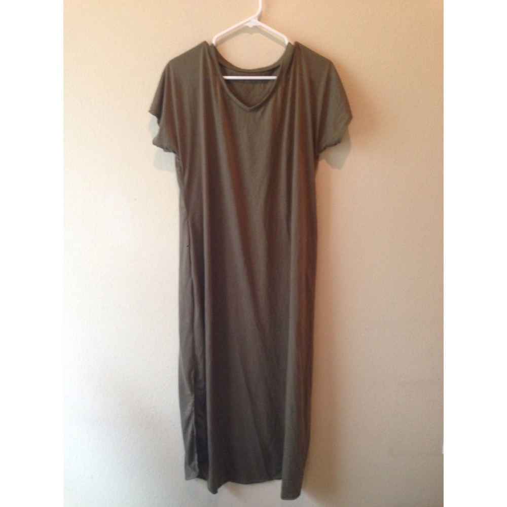 Army green maxi dress.